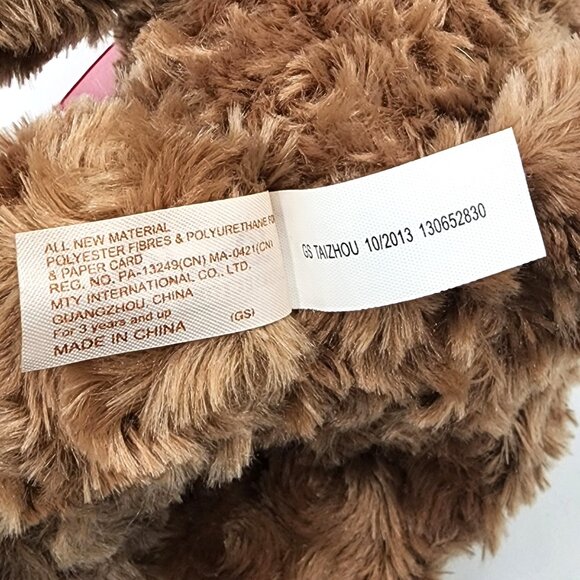 DAN DEE Vtg. Collector's Choice Brown Stuffed Bear Red Bow Paws Dual Texture 13" - Picture 7 of 8